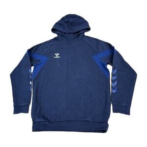 Hummel Promo Poly Hoodie Size Medium Navy Blue Sweatshirt